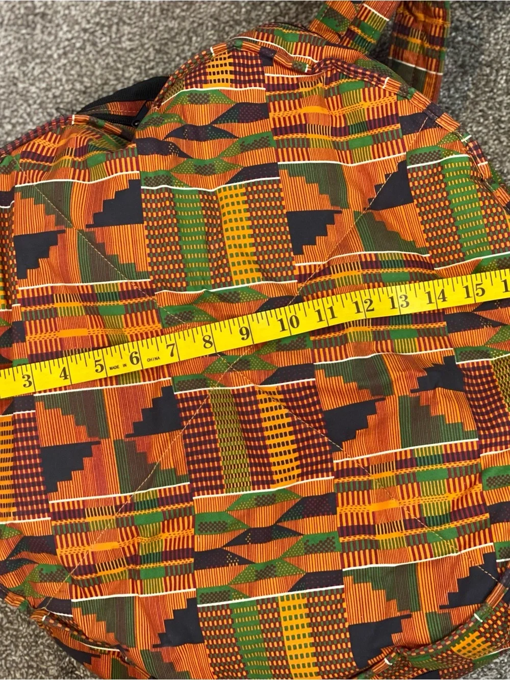Like New! Kaces III African Drum Print Orange Green Patterned Backpack